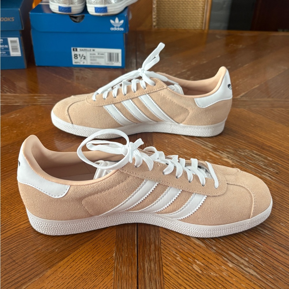 Adidas Tan and White Classic Sneakers